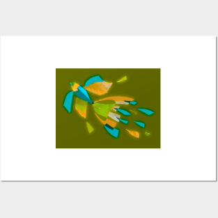 Snazzy Betta ~ Orange, Teal, and Olive Posters and Art